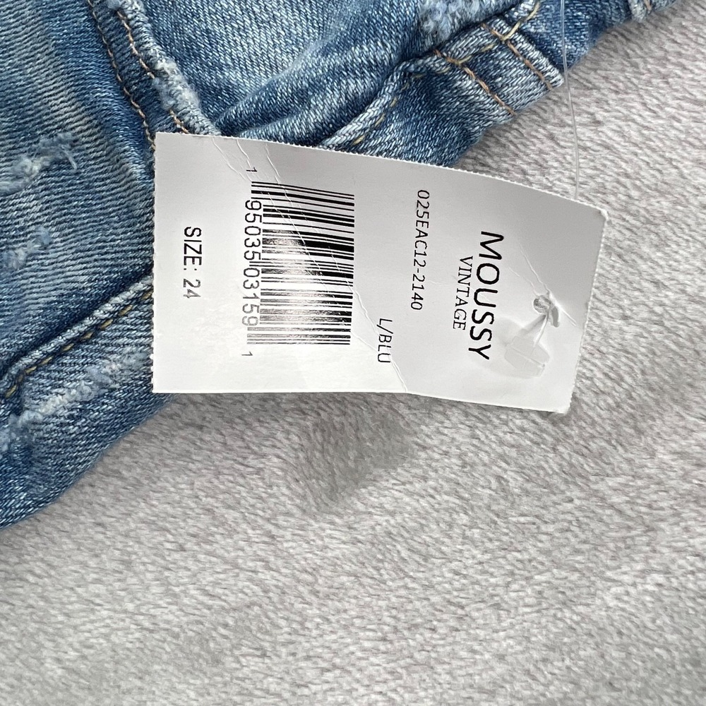 Moussy Vintage Jeans Women 24 Blue Diana Skinny Low Rise Made in Japan Denim New - Picture 15 of 16